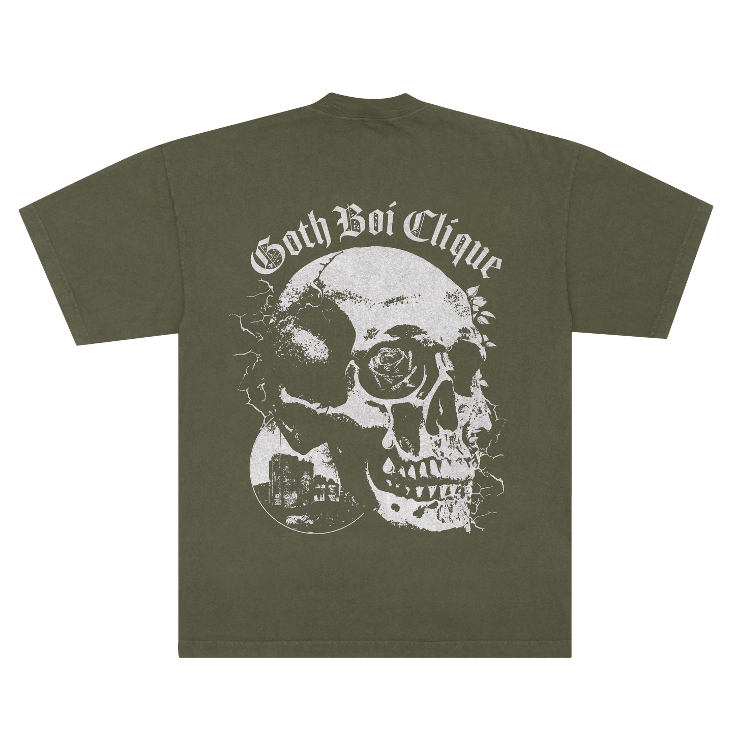 Rose Skull T-Shirt (Military Green)