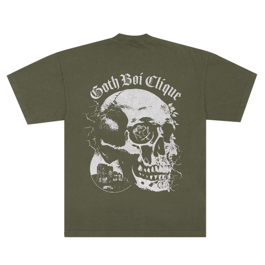 Rose Skull T-Shirt (Military Green)